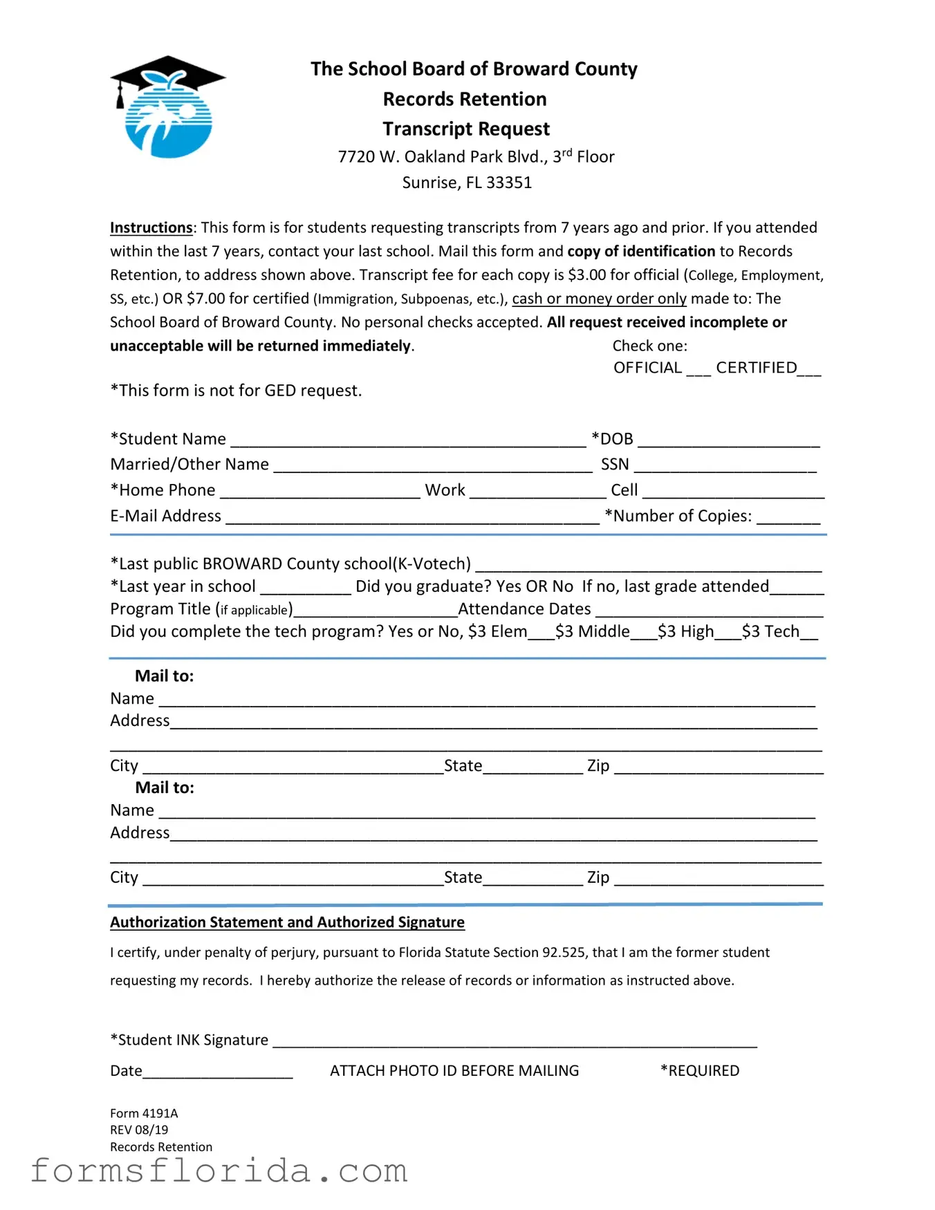 Fill in Your Florida 4191A Form
