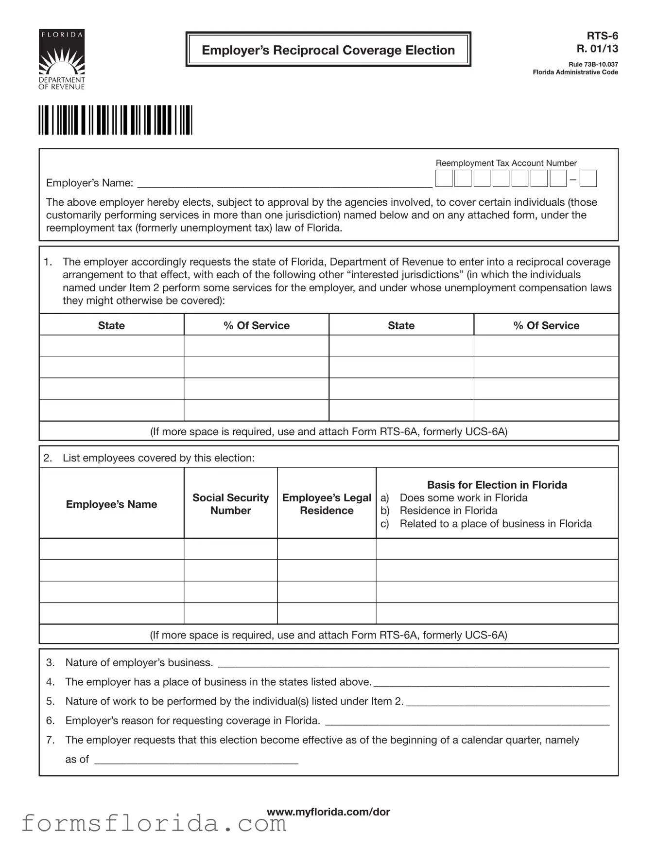 Fill in Your Florida Rts 6 Form