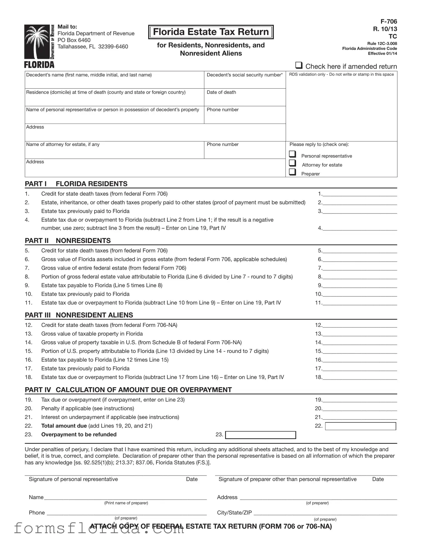 Fill in Your Florida F 706 Form