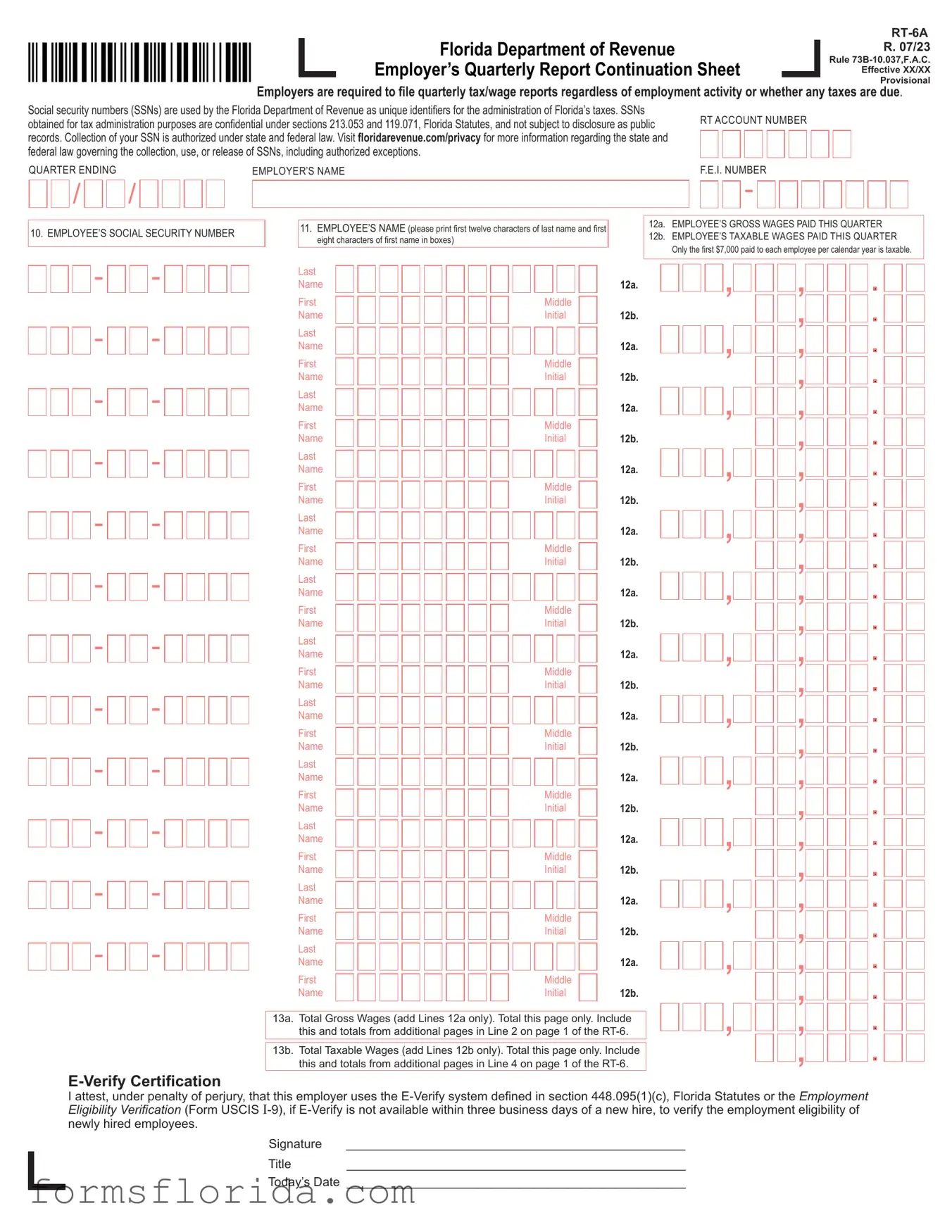 Fill in Your Rt 6A Florida Form