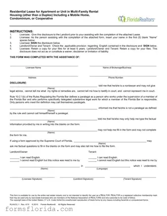 Fill in Your Florida Realtors Residential Lease Form