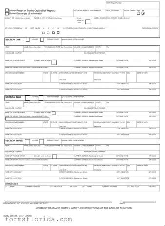 Fill in Your Florida Traffic Crash Report Form