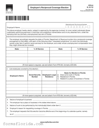 Fill in Your Florida Rts 6 Form