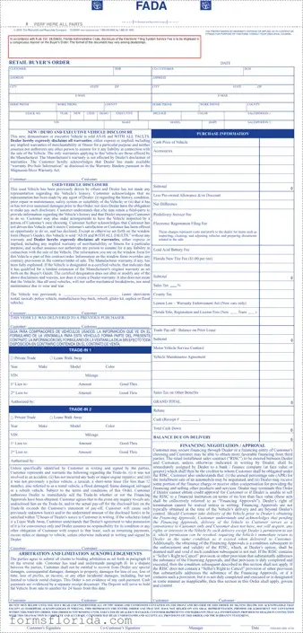 Fill in Your Florida Buyers Order Form