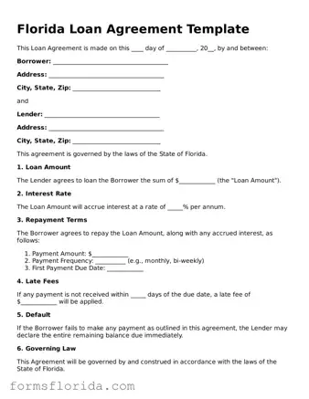 Printable  Loan Agreement Document for Florida