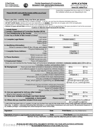 Fill in Your Department Of Corrections Visitation Florida Form
