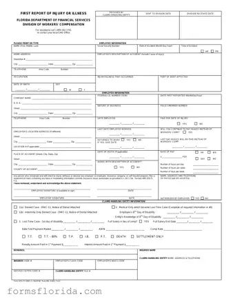 Fill in Your First Report Of Injury Florida Form