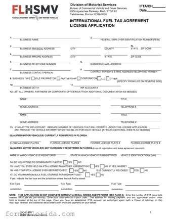 Fill in Your Florida Ifta Application Form