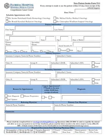 Fill in Your Florida Hospital Form