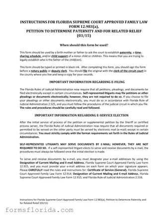 Fill in Your Florida Petitioner Form