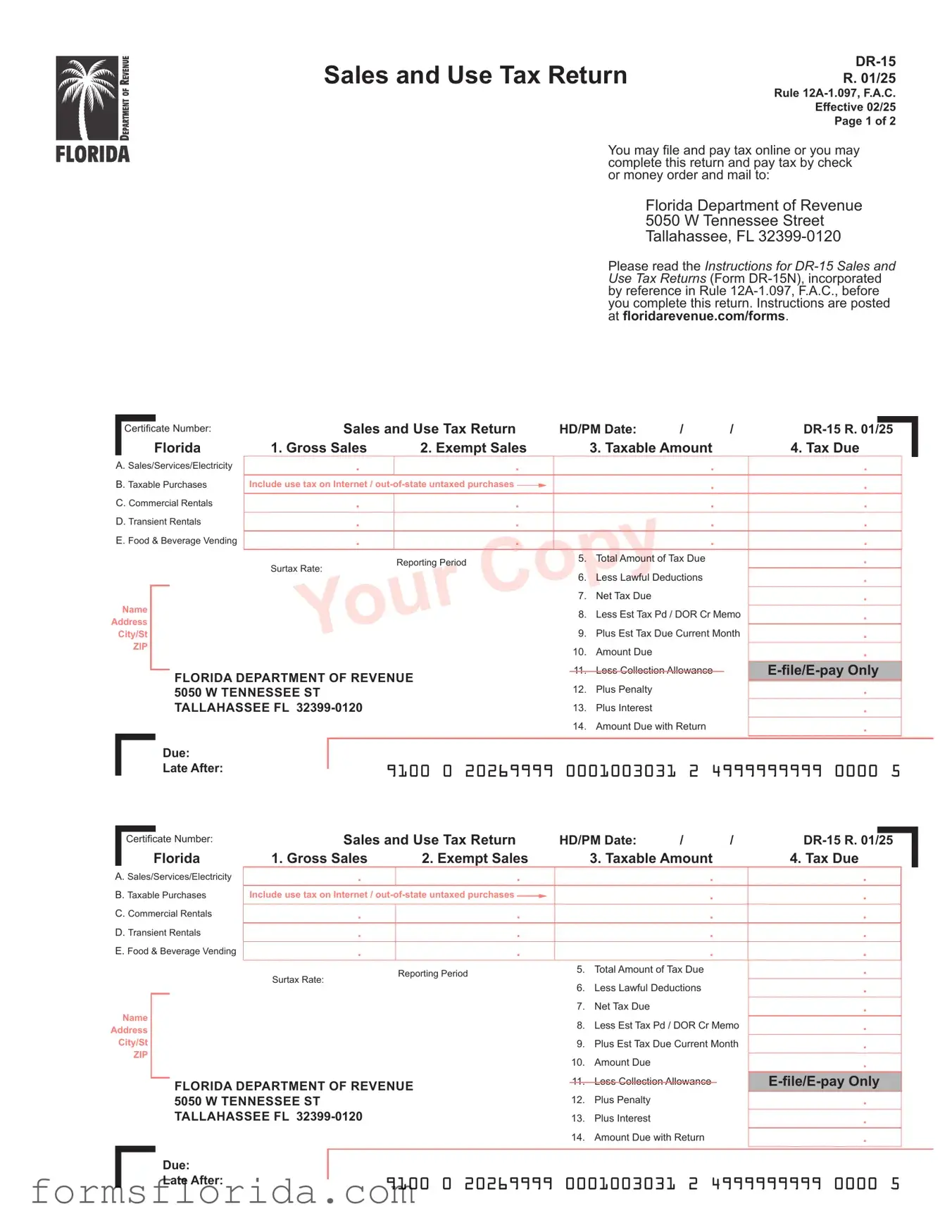 Fill in Your Florida Sales Tax Form